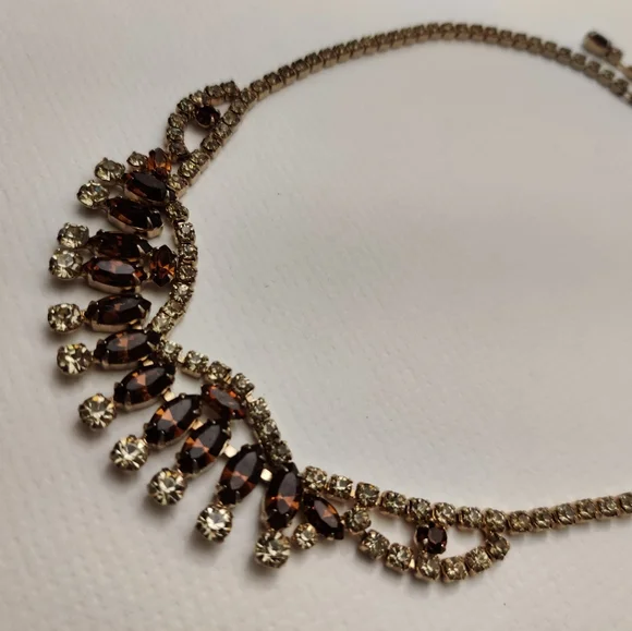 Vintage 60s Sherman Style Sparkly Crystals Chocker necklace - Picture 8 of 10